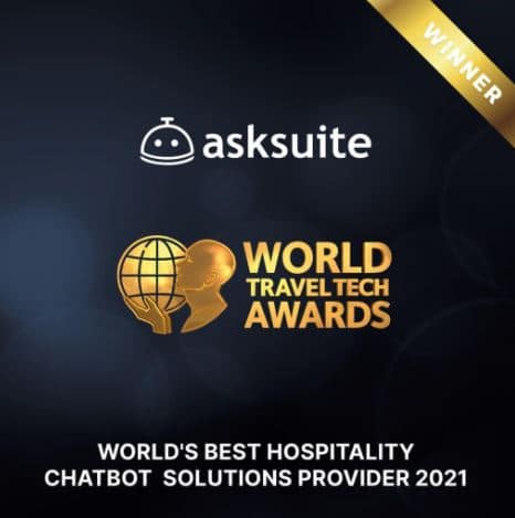 Asksuite named best hotel chatbot by world travel tech awards Asksuite named best hotel chatbot by world travel tech awards